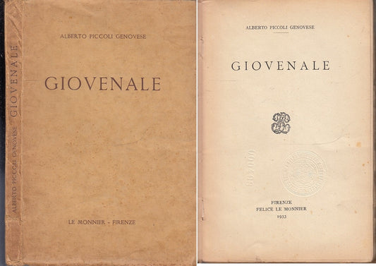 LN- GIOVENALE - ALBERTO PICCOLI GENOVESE - LE MONNIER --- 1933 - B - XFS74