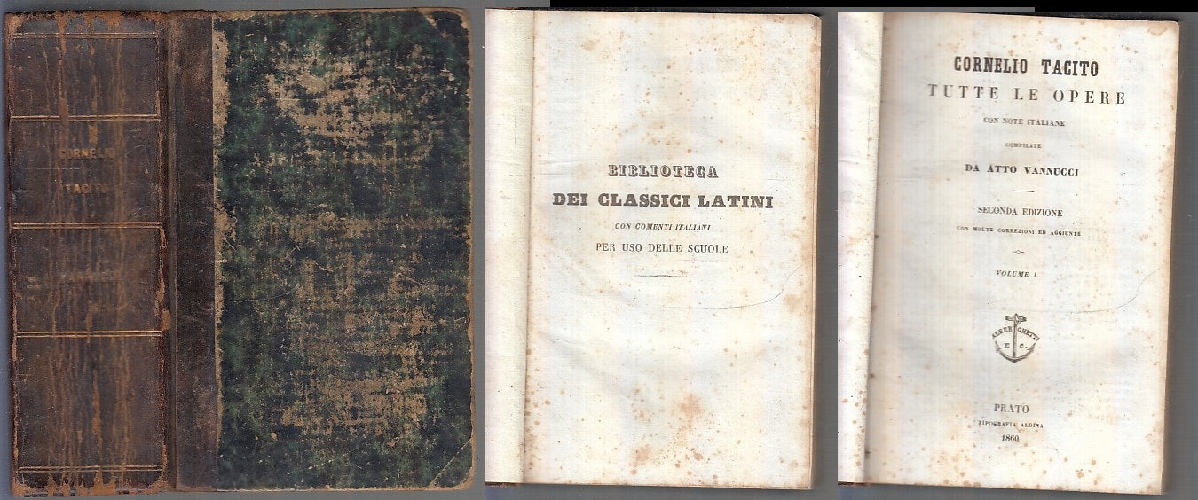 LH- TUTTE LE OPERE I e II VANNUCCI - CORNELIO TACITO - ALDINA --- 1860- C- XFS71