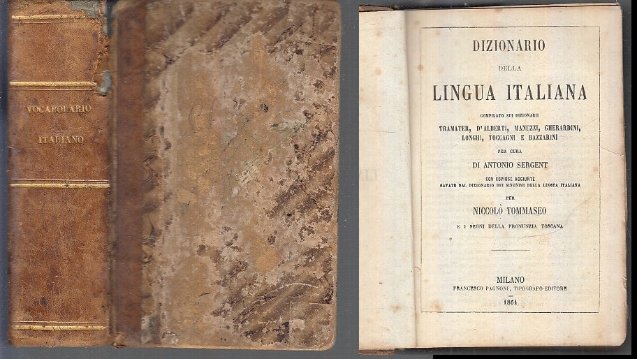 LH- DIZIONARIO DELLA LINGUA ITALIANA- ANTONIO SERGENT- PAGNONI--- 1864- C- XFS71