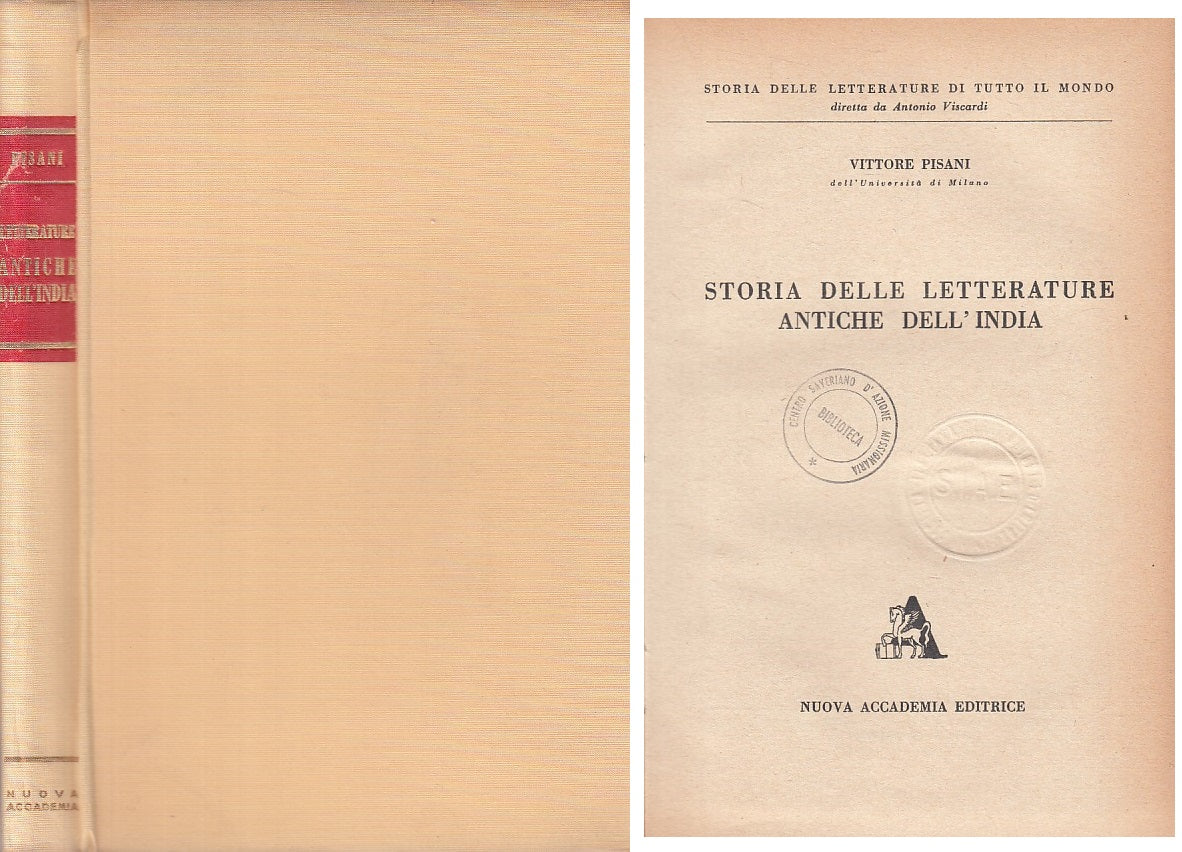 LS- STORIA LETTERATURE ANTICHE INDIA - PISANI - ACCADEMIA --- 1954 - C - YFS724