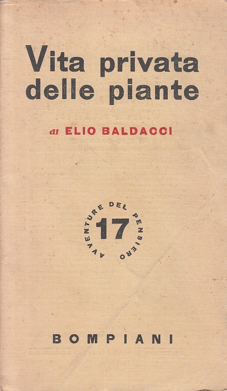 LS- VITA PRIVATA DELLE PIANTE - BALDACCI - BOMPIANI --- 1942 - B - ZFS618