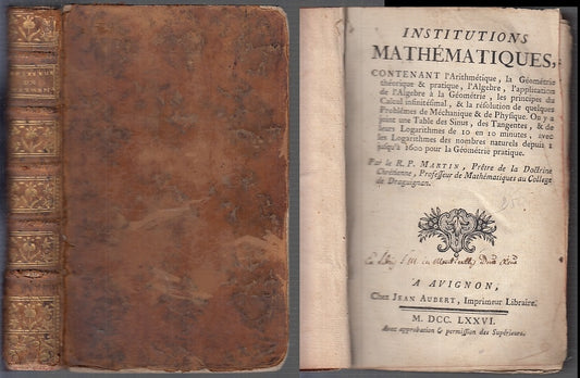 LH- INSTITUTIONS MATHEMATIQUES SETTECENTINA - MARTIN - AUBERT--- 1776- C- XFS86