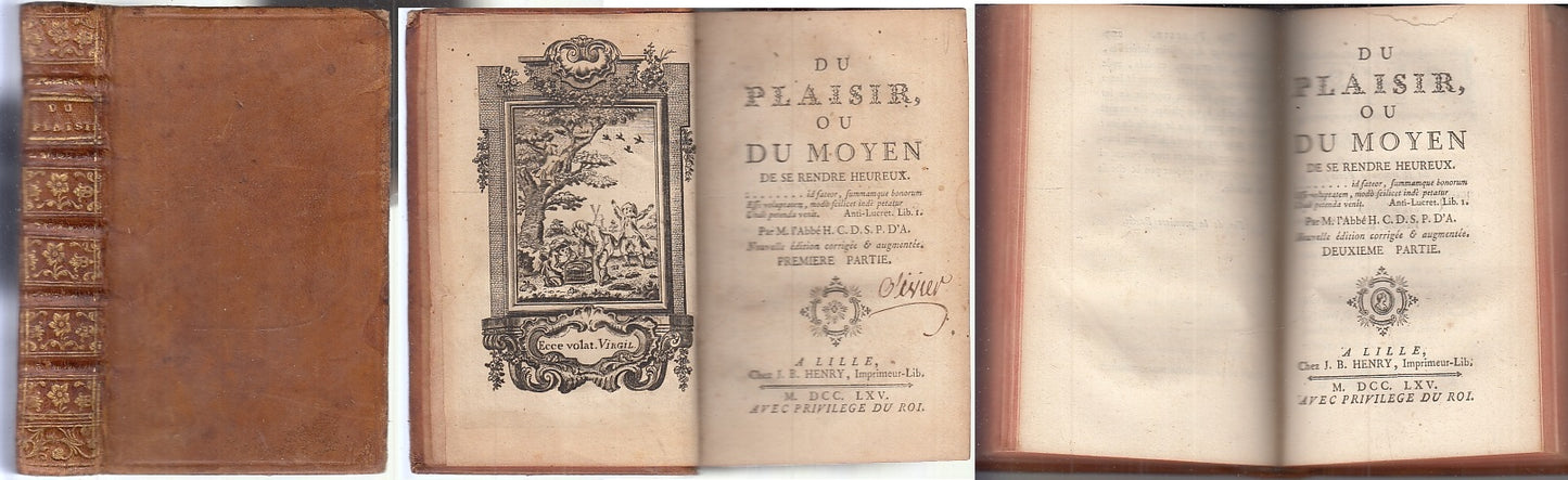 LH- DU PLAISER OU MOYEN DE SE RENDRE HEREUX 2 PARTI- HENNEBERT---- 1765 --XFS146