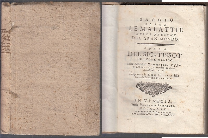 LH- SAGGIO SOPRA LE MALATTIE PERSONE GRAN MONDO - TISSOT ---- 1775 - B - XFS91