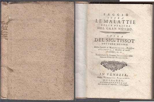LH- SAGGIO SOPRA LE MALATTIE PERSONE GRAN MONDO - TISSOT ---- 1775 - B - XFS91