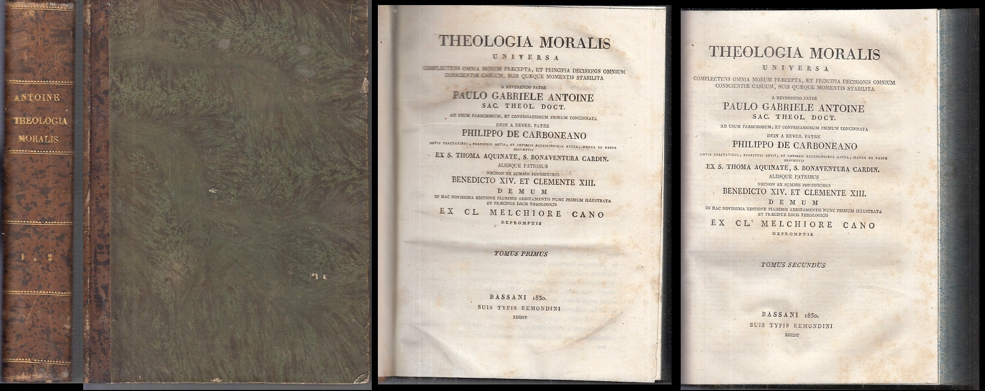 LH- THEOLOGIA MORALIS UNIVERSA 2 TOMI - ANTOINE - REMONDINI --- 1830 - C - XFS88