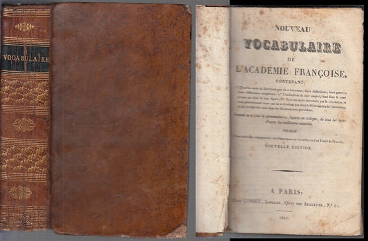 LH- NOUVEAU VOCABULAIRE DE L'ACADEMIE FRANCOISE -- CORBET --- 1827 - C - XFS88