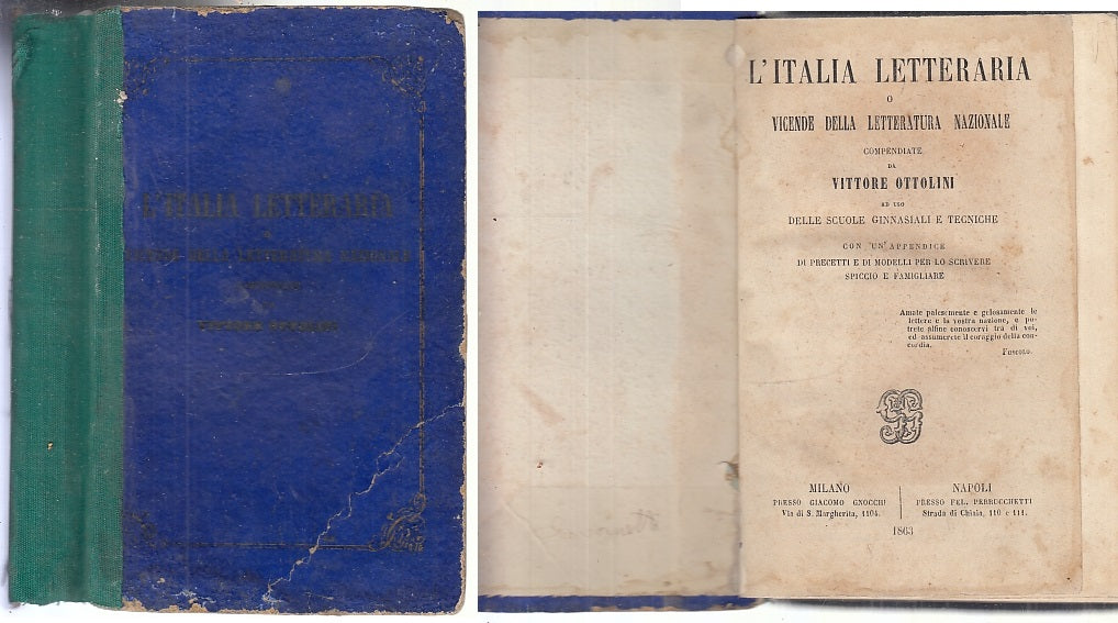 L'ITALIA LETTERARIA - VITTORE OTTOLINI - GNOCCHI --- 1863 - C - XFS143