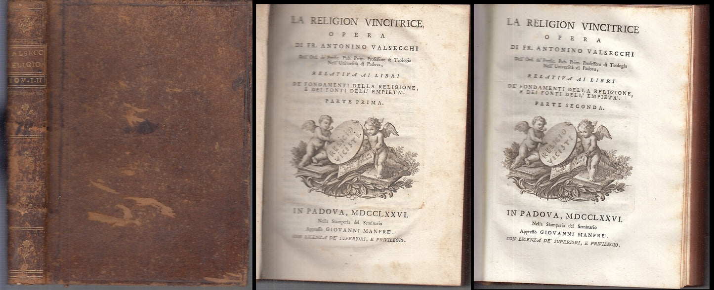 LH- LA RELIGION VINCITRICE 2 TOMI SETTECENTINA - VALSECCHI ---- 1776 - C - XFS89