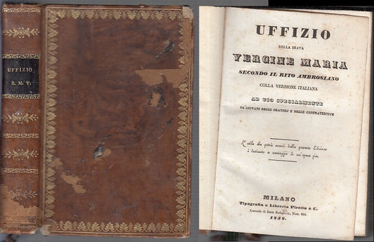 LD- UFFIZIO DELLA BEATA VERGINE MARIA RITO AMBROSIANO-- PIROTTA--- 1838- C-XFS89