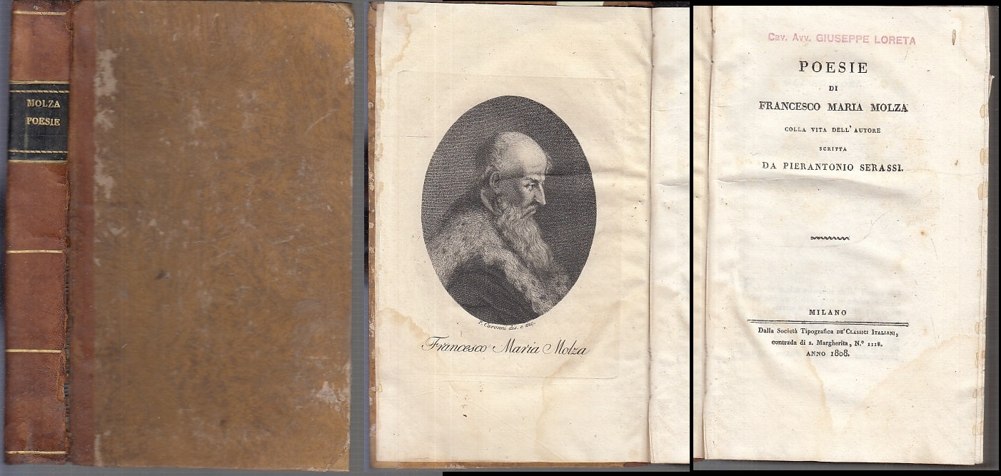 LN- POESIE DI FRANCESCO MARIA MOLZA VITA -- CLASSICI ITALIANI --- 1808- C- XFS89