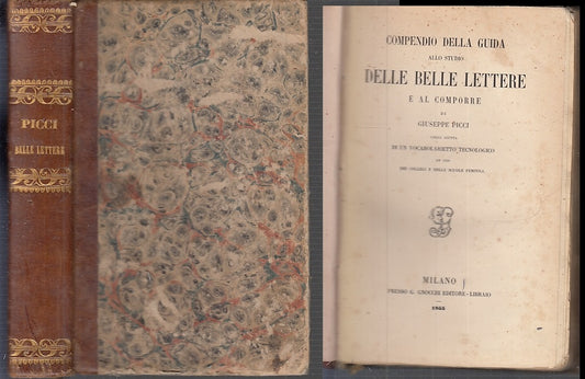 COMPENDIO GUIDA STUDIO BELLE LETTERE - PICCI - GNOCCHI --- 1855- C- XFS87