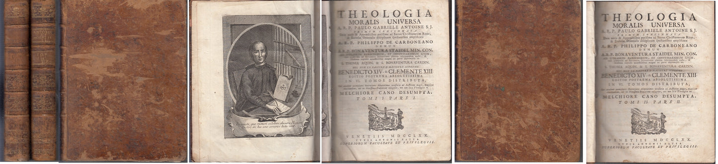 LH- THEOLOGIA MORALIS UNIVERSA 6 PARTI 2 TOMI - DE CARBONEANO---- 1770- C- XFS86