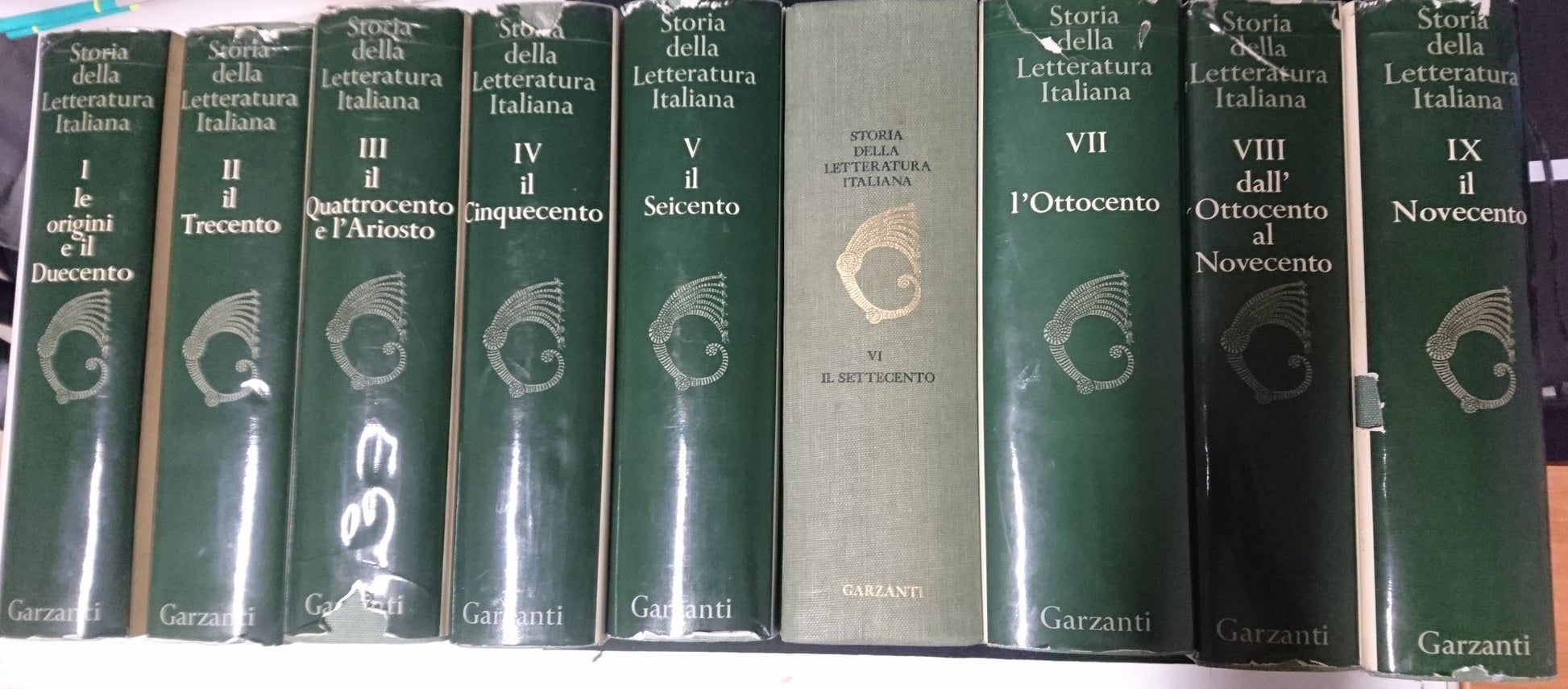 LS- STORIA LETTERATURA ITALIANA 9 VOLUMI - SAPEGNO - GARZANTI --- 1969 - CS- YFS