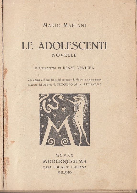 LN - LE ADOLESCENTI - MARIO MARIANI - MODERNISSIMA --- 1920 - C - YDS586