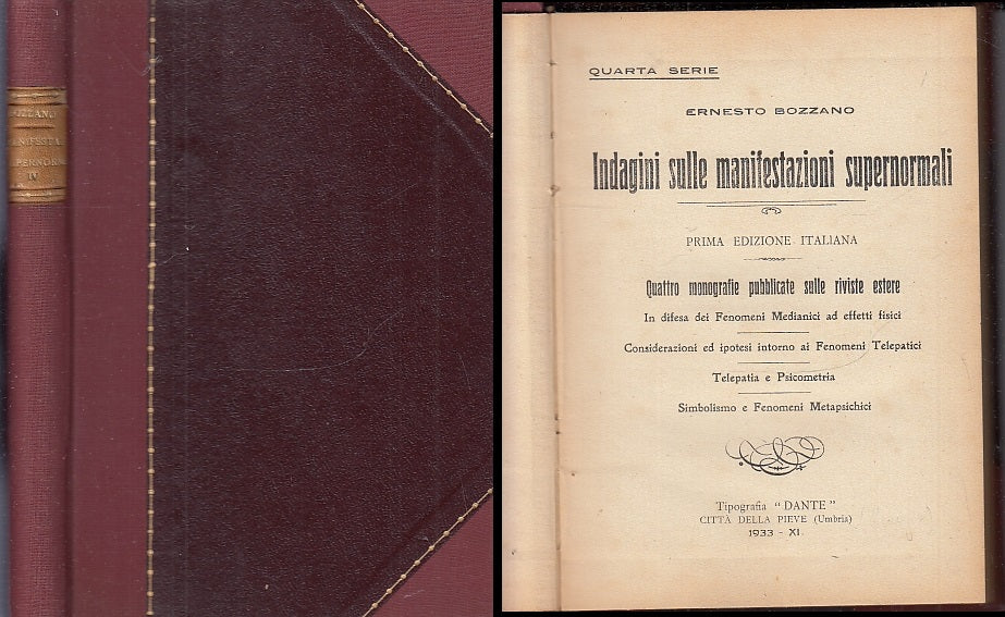 LZ- INDAGINI SULLE MANIFESTAZIONI SUPERNORMALI- BOZZANO- ATANOR--- 1933- C-XFS92