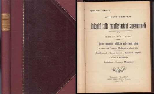 LZ- INDAGINI SULLE MANIFESTAZIONI SUPERNORMALI- BOZZANO- ATANOR--- 1933- C-XFS92