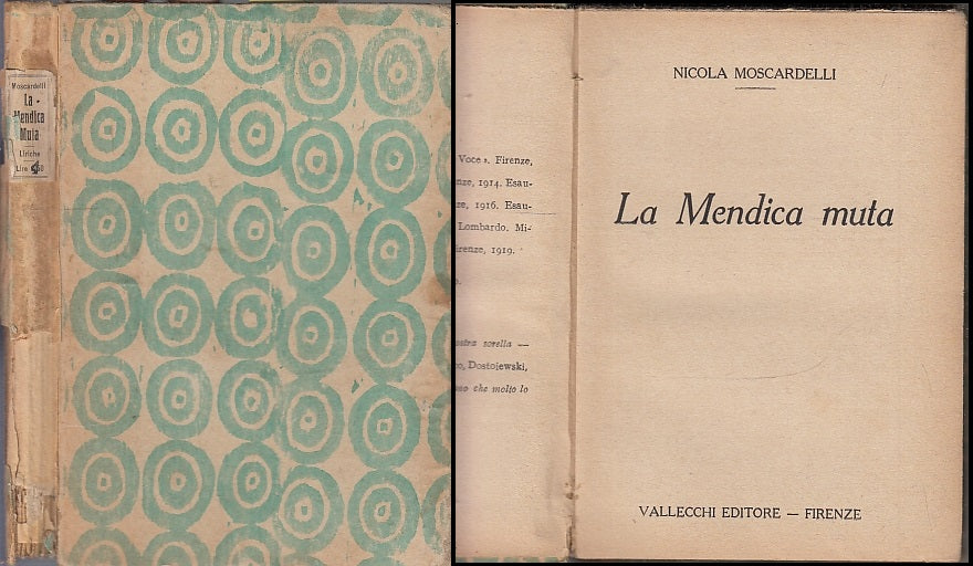 LN- LA MENDICA MUTA - NICOLA MOSCARDELLI - VALLECCHI --- 1919 - C - XFS92