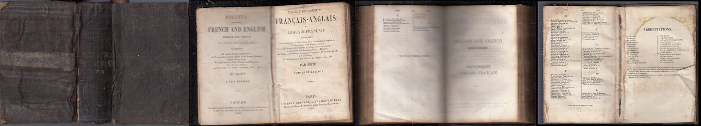 LH- DICTIONNAIRE FRANCAIS ANGLAIS FRENCH AND ENGLISH - SMITH ---- 1863- C- XFS91