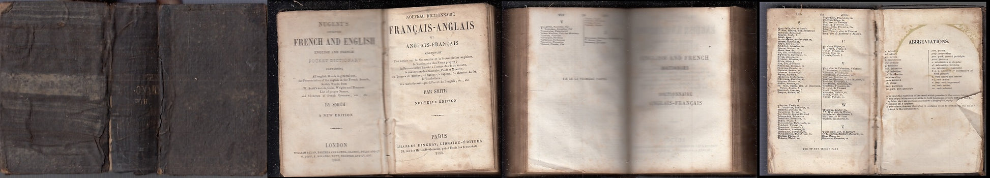 LH- DICTIONNAIRE FRANCAIS ANGLAIS FRENCH AND ENGLISH - SMITH ---- 1863- C- XFS91