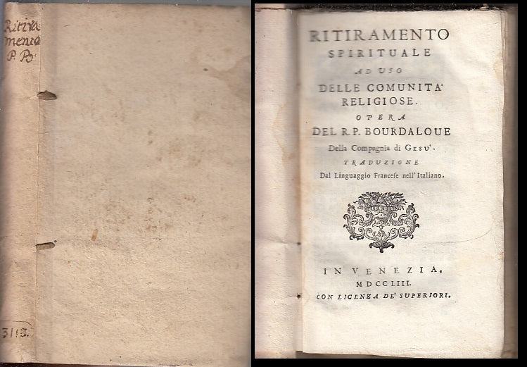 LH- RITIRAMENTO SPIRITUALE SETTECENTINA - BOURDALOUE - VENEZIA--- 1753- B- XFS91