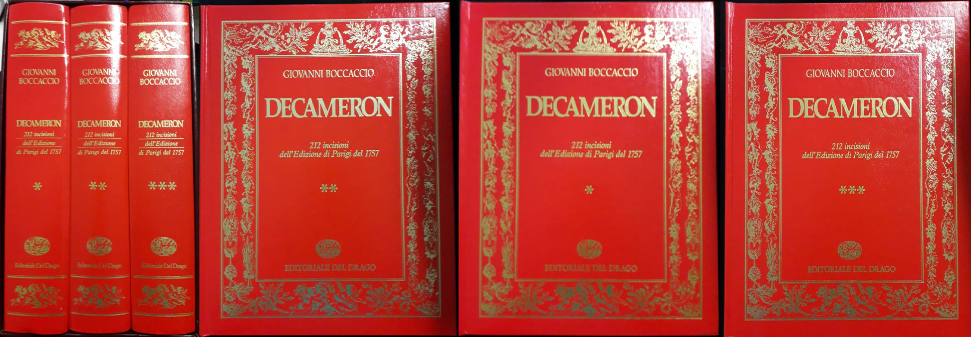 LN-DECAMERON COFANETTO 3 VOLUMI INCISIONI - BOCCACCIO- DEL DRAGO--- 1983- C- YFS