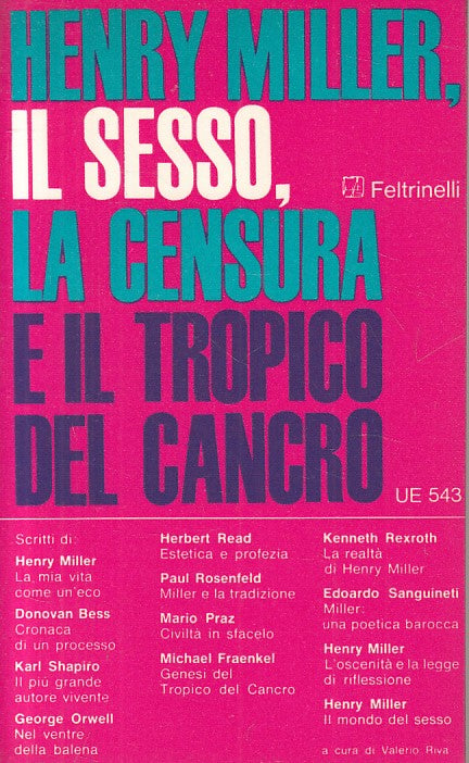 Henry Miller Sesso censura tropico del Cancro - Feltrinelli UE - 1a ed. - ZFS222