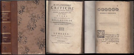 LH- RIFLESSIONI CRITICHE SOPRA LI COSTUMI RIDICOLI- BELLAGARDE---- 1744- C-XFS92