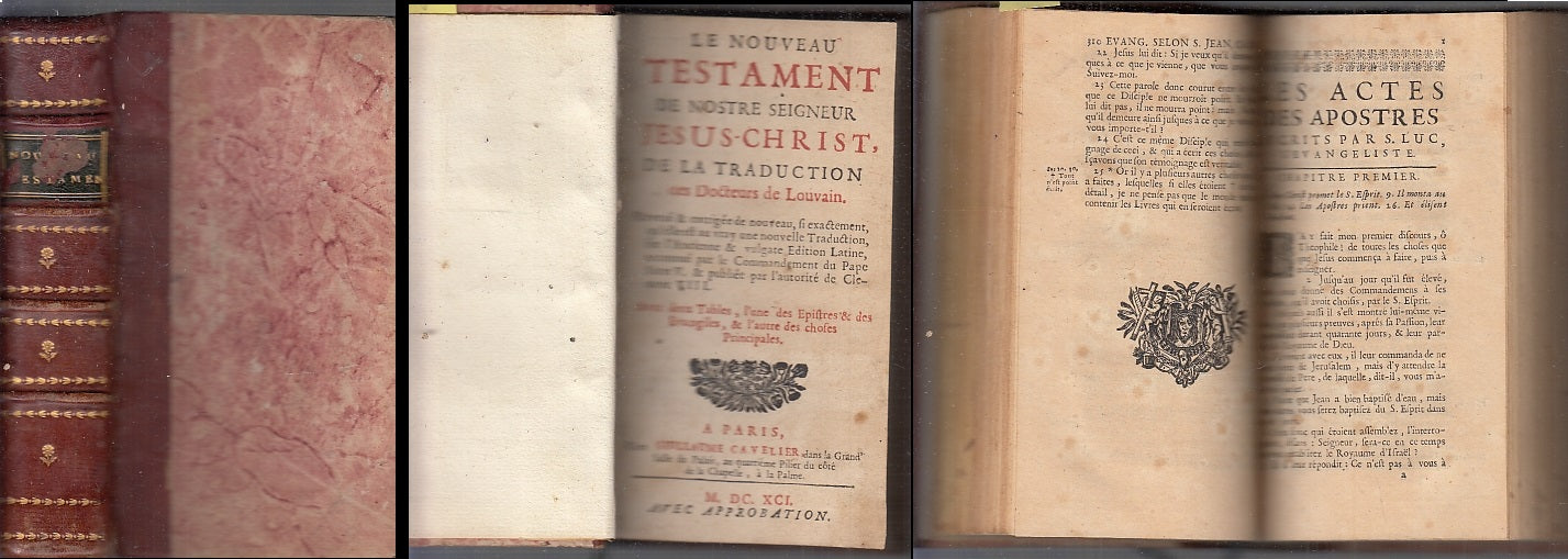 LH- LE NOUVEAU TESTAMENT JESUS CHRIST SEICENTINA -- GUILLAUME--- 1691- C- XFS92