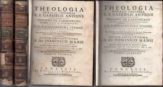 LH- THEOLOGIA MORALIS UNIVERSA 6 TOMI SETTECENTINA - ANTOINE ---- 1788- C- XFS93