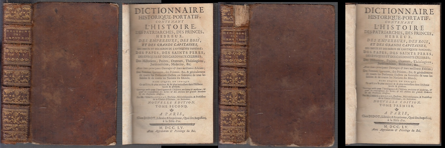 LH- DICTIONNAIRE HISTORIQUE PORTATIF 2 TOMI SETTECENTINA-- DIDOT--- 1755-C-XFS94