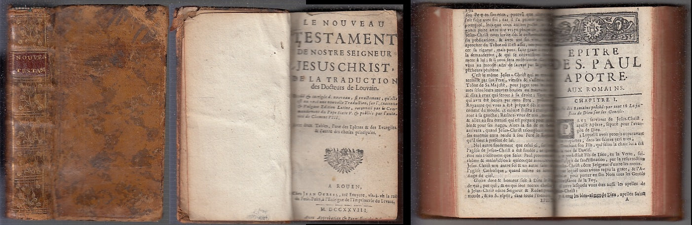 LH-LE NOUVEAU TESTAMENT + EPITRE SETTECENTINA- LOUVAIN- OURSEL--- 1728- C- XFS94