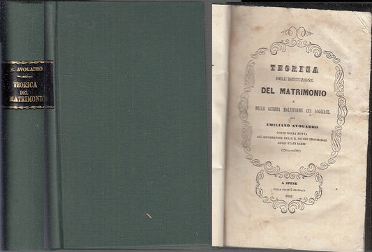 LH- TEORICA DELL'ISITUZIONE DEL MATRIMONIO + SVEGLIA- AVOGADRO---- 1853- C-XFS59