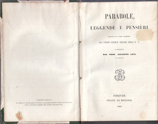 LN - PARABOLE, LEGGENDE E PENSIERI -- LE MONNIER --- 1861 - C - ZDS173