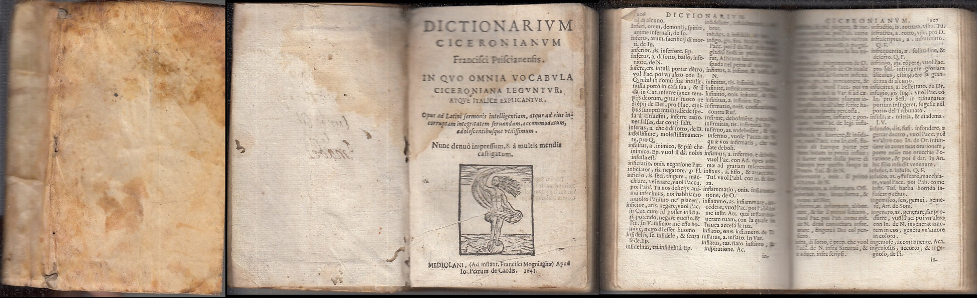 LH- DICTIONARIUM CICERONIANUM FRANCISCI PRISCIANENSIS SEICENTINA- 1641- B- XFS45