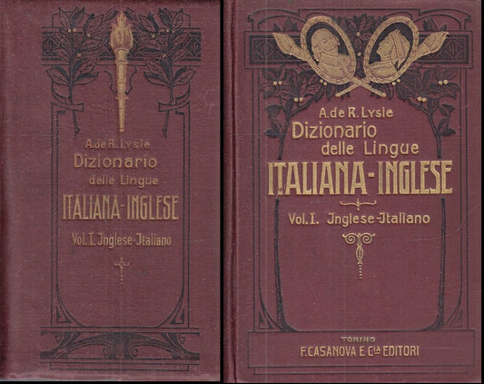 LZ- DIZIONARIO DELLE LINGUE ITALIANA INGLESE - LYSLE- CASANOVA--- 1926- C- XFS70