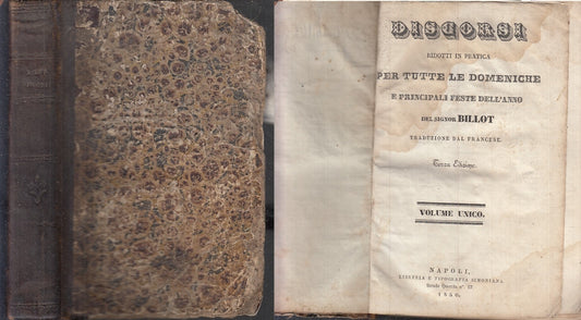 LD- DISCORSI RIDOTTI IN PRATICA DOMENICHE - BILLOT - SIMONIANA--- 1840- C- XFS49