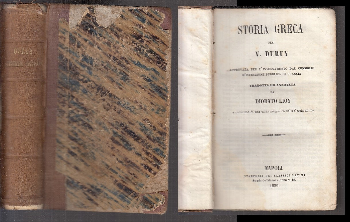 LS- STORIA GRECA - DURUY LIOY - STAMPERIA DE CLASSICI LATINI --- 1859- C- XFS104
