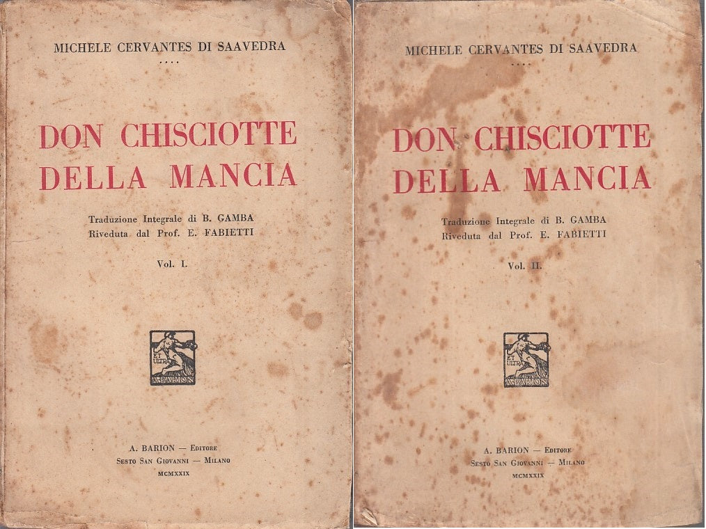 LN - DON CHISCIOTTE DELLA MANCIA VOL I E II- CERVANTES- BARION--- 1929- B- ZFS63