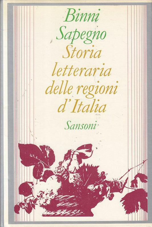 LS- STORIA LETTERARIA REGIONI D'ITALIA - SAPEGNO - SANSONI--- 1968 - CS - YFS266