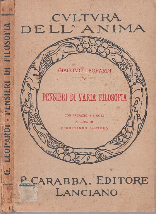 LS- PENSIERI DI VARIA FILOSOFIA - LEOPARDI - CARABBA --- 1915 - B - ZFS201