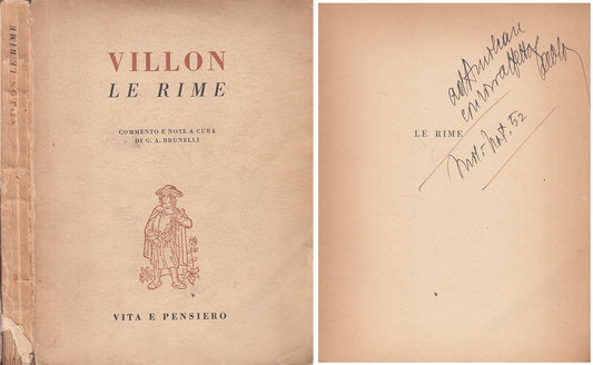 LE RIME - F. VILLON - VITA E PENSIERO --- 1953 - B - YFS208