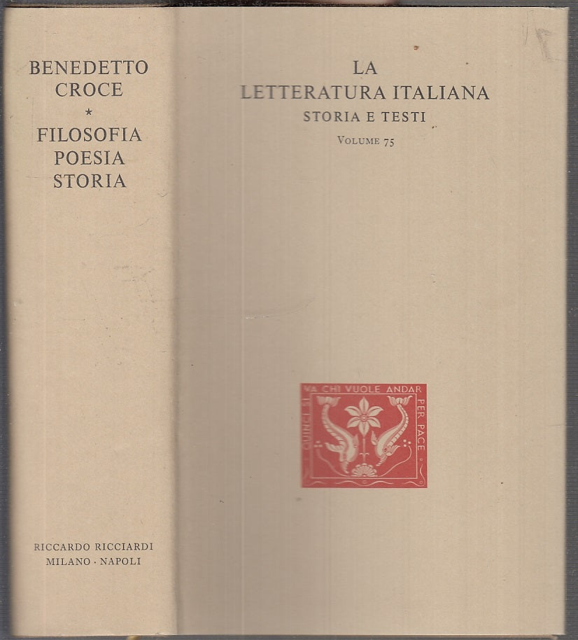 LN- LA LETTERATURA ITALIANA I - BENEDETTO CROCE - RICCIARDI --- 1952 - CS- XFS96