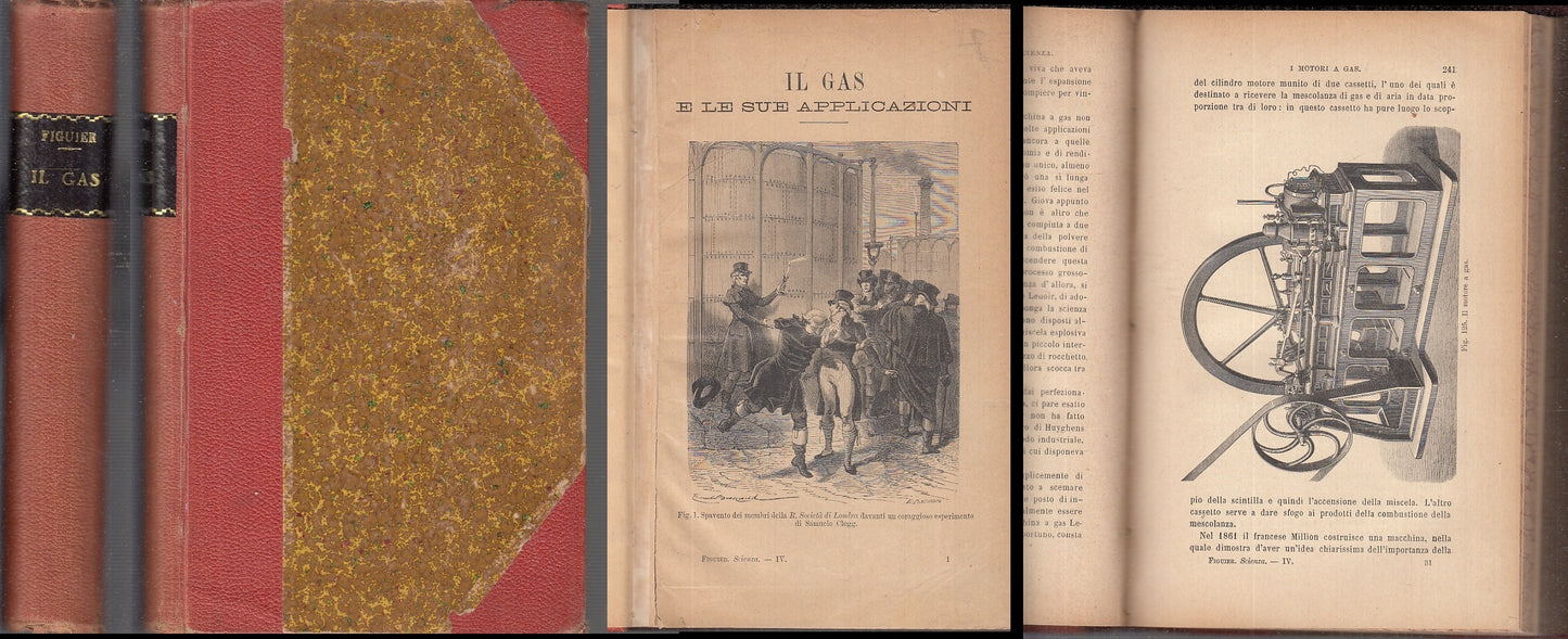 LZ- IL GAS E LE SUE APPLICAZIONI - FIGUIER - FRATELLI TREVES --- 1898 - C- XFS96