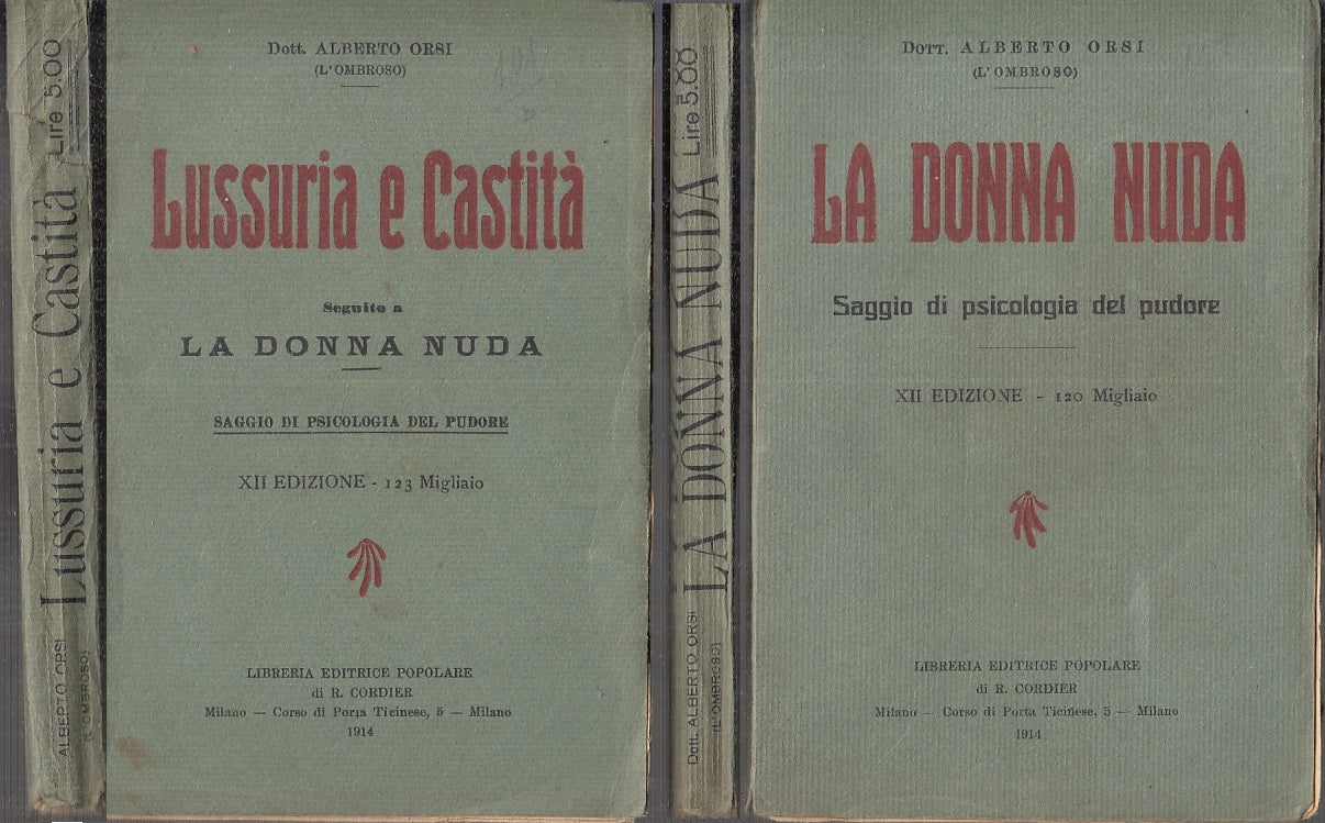 LN- LUSSURIA E CASTITA' LA DONNA NUDA- ALBERTO ORSI L'OMBROSO---- 1914- B- XFS96