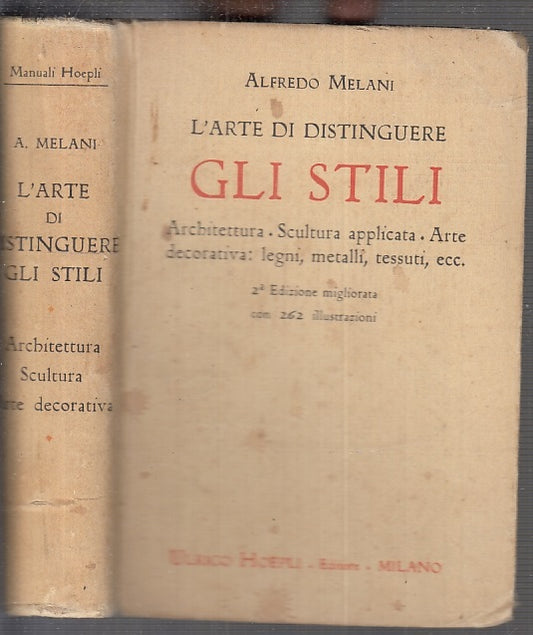 LZ- L'ARTE DI DISTINGUERE GLI STILI - MELANI - HOEPLI -- 2A ED. - 1923- C- XFS96