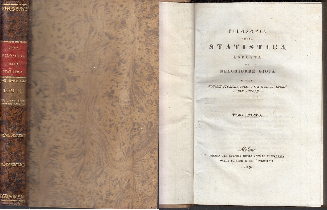 LH- FILOSOFIA DELLA STATISTICA TOMO SECONDO - MELCHIORRE GIOIA -- 1829- C- XFS97