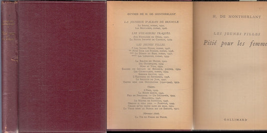 LES JEUNES FILLES PITIE' FEMMES- DE MONTHERLAND- GALLIMARD--- 1936- C- XFS96