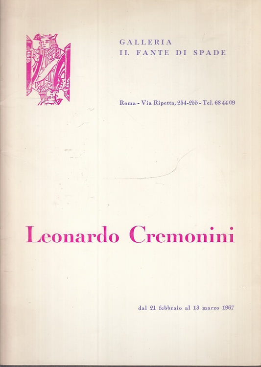 LT- CATALOGO MOSTRA LEONARDO CREMONINI-- GALLERIA FANTE SPADE--- 1968- S- XFS58