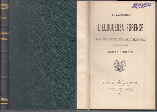 LS- L'ELOQUENZA FORENSE SAGGIO- MATERI SIGHELE- FRATELLI BOCCA--- 1902- C- XFS60